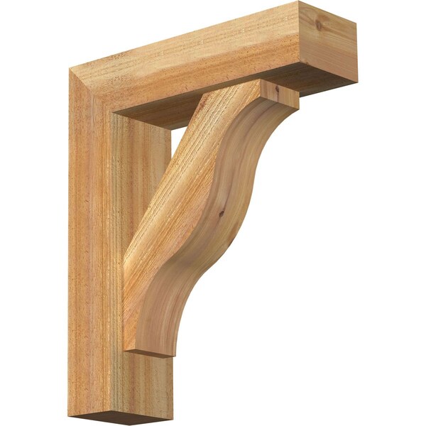 Ekena Millwork Funston Block Rough Sawn Bracket w/ Offset Brace, Western Red Cedar, 6"W x 20"D x 24"H BKT0604X20X24FST05RWR - main